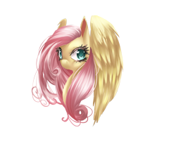 Size: 2200x1800 | Tagged: safe, artist:dream--chan, character:fluttershy, species:pegasus, species:pony, bust, eyelashes, female, looking at you, looking sideways, mare, portrait, simple background, solo, transparent background