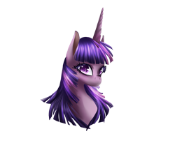 Size: 2200x1800 | Tagged: safe, artist:dream--chan, character:twilight sparkle, species:pony, species:unicorn, bust, female, mare, portrait, simple background, solo, transparent background