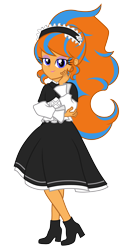 Size: 2000x3800 | Tagged: safe, artist:gabosor, derpibooru original, part of a set, oc, oc:cold front, my little pony:equestria girls, boots, clothing, crossdressing, cute, dress, femboy, hair extensions, headband, lidded eyes, lipstick, lolita fashion, looking at you, maid, male, ponytail, princess princess, shoes, simple background, smiling, smug, solo, transparent background
