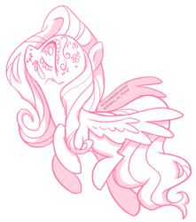 Size: 1280x1451 | Tagged: safe, artist:virtualkidavenue, character:fluttershy, species:pegasus, species:pony, cute, dia de los muertos, face paint, female, looking up, mare, monochrome, profile, shyabetes, simple background, skull, smiling, solo, spread wings, white background, wings