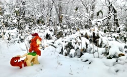 Size: 2048x1244 | Tagged: safe, artist:hihin1993, character:autumn blaze, forest, irl, japan, photo, plushie, snow, solo