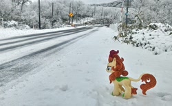 Size: 1924x1195 | Tagged: safe, artist:hihin1993, character:autumn blaze, forest, irl, japan, photo, plushie, road, scenery, snow, solo, winter