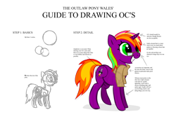 Size: 1500x1000 | Tagged: safe, artist:lazy, oc, oc only, species:pony, species:unicorn, clothing, deception, first you draw a circle, glasses, guide, how to draw, ironic tutorial, parody, satire, scarf, simple background, smiling, tutorial