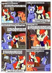 Size: 752x1063 | Tagged: safe, artist:christhes, oc, oc only, oc:gracenote, oc:jade mare, oc:maple leaf, species:changeling, species:diamond dog, species:earth pony, species:pony, species:unicorn, comic, crossover, disguise, disguised changeling, female, jabba's palace, mare, rancor pit, spike's statue, star mares, star wars