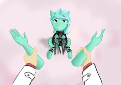 Size: 1048x736 | Tagged: safe, artist:v-invidia, character:lyra heartstrings, species:pony, species:unicorn, crossover, crying, edward scissorhands, female, grin, hand, humie, implications, looking at you, mare, offscreen character, parody, pov, sitting, smiling, tears of joy, that pony sure does love hands, this will end in tears and/or death, tim burton, unfortunate implications, vincent price