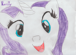 Size: 1046x764 | Tagged: safe, artist:khaki-cap, character:rarity, species:pony, drawing, head only, hi anon, meme, traditional art