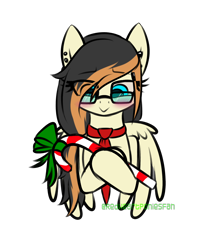 Size: 2000x2400 | Tagged: safe, artist:redheartponiesfan, oc, oc only, oc:kindny, species:pegasus, species:pony, candy, candy cane, female, food, glasses, mare, necktie, simple background, solo, transparent background
