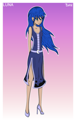 Size: 2000x3250 | Tagged: safe, artist:banquo0, character:princess luna, species:human, art pack:my little persona, clothing, dress, female, high heels, humanized, shoes, simple background, solo