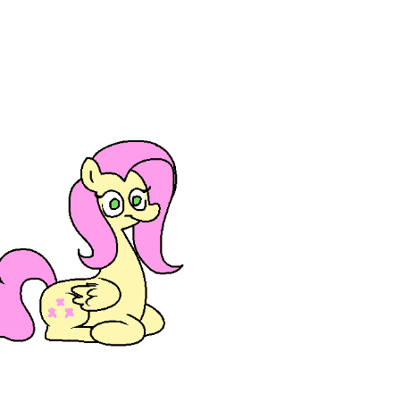 Size: 450x450 | Tagged: safe, artist:pencilbrony, character:fluttershy, species:pegasus, species:pony, animated, female, floating head, headless, mare, modular, no pupils, not salmon, ponyloaf, prone, simple background, solo, wat, white background, zoom