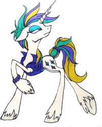 Size: 642x798 | Tagged: safe, artist:mysteriousshine, character:rarity, species:pony, species:unicorn, alternate hairstyle, female, looking up, mare, punk, punkity, raised hoof, simple background, solo, traditional art, unshorn fetlocks, white background
