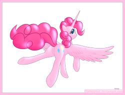 Size: 6200x4700 | Tagged: safe, artist:haltie, character:pinkie pie, species:alicorn, species:pony, absurd resolution, alicornified, butt, cute, diapinkes, featureless crotch, female, mare, pinkiecorn, plot, race swap, solo, xk-class end-of-the-world scenario