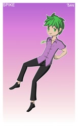 Size: 1280x2080 | Tagged: safe, artist:banquo0, character:spike, species:human, art pack:my little persona, clothing, humanized, male, simple background, solo