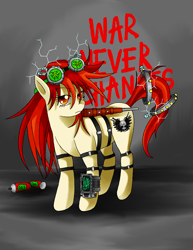 Size: 2544x3288 | Tagged: safe, artist:manhunterj, oc, oc only, fallout equestria, club, fallout, goggles, pipbuck, solo, weapon