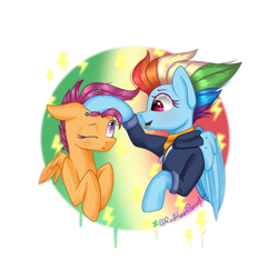 Size: 2000x2000 | Tagged: safe, artist:redheartponiesfan, character:rainbow dash, character:scootaloo, species:pegasus, species:pony, episode:growing up is hard to do, episode:the last problem, g4, my little pony: friendship is magic, bust, duo, female, head pat, mare, older, older rainbow dash, older scootaloo, pat, petting, scootalove, simple background, transparent background, wings