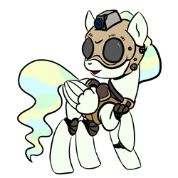 Size: 964x964 | Tagged: safe, artist:velgarn, character:vapor trail, species:pegasus, species:pony, g4, 4chan, body armor, camera, drawthread, female, helmet, knee pads, mare, request, requested art, simple background, solo, white background