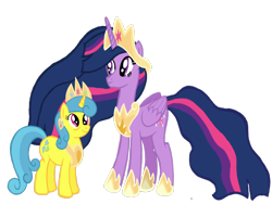 Size: 4000x3000 | Tagged: safe, artist:turnaboutart, character:lemon hearts, character:twilight sparkle, character:twilight sparkle (alicorn), species:alicorn, species:pony, species:unicorn, ship:lemonlight, episode:the last problem, g4, my little pony: friendship is magic, female, jewelry, lesbian, older, princess twilight 2.0, regalia, shipping, simple background, transparent background