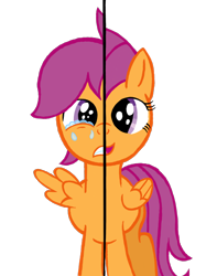 Size: 2048x2732 | Tagged: safe, artist:turnaboutart, character:scootaloo, species:pegasus, species:pony, crying, false eyelashes, female, filly, happy, rule 63, sad, scooteroll, simple background, trans female, transgender, transparent background