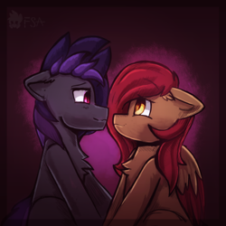 Size: 2300x2300 | Tagged: safe, artist:freak-side, oc, oc only, oc:gray summit, oc:july vortex, species:earth pony, species:pegasus, species:pony, cute, eye contact, female, inc, looking at each other, love, male, mare, oc x oc, shipping, sketch, stallion, straight