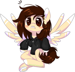Size: 1433x1378 | Tagged: safe, artist:redheartponiesfan, oc, oc:white hershey, species:pegasus, species:pony, clothing, female, hoodie, mare, simple background, solo, transparent background