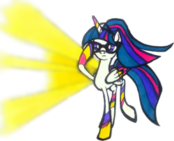 Size: 665x537 | Tagged: safe, artist:mysteriousshine, character:twilight sparkle, character:twilight sparkle (alicorn), character:twilight sparkle (scitwi), species:alicorn, species:pony, female, glasses, mare, rainbow power, salute, simple background, solo, traditional art, white background
