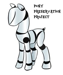 Size: 840x1000 | Tagged: safe, artist:velgarn, species:pony, alliteration, android, artificial intelligence, pony preservation project, robot, simple background, solo, the pony machine learning project, white background