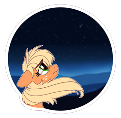 Size: 3000x2900 | Tagged: safe, artist:pink-pone, character:applejack, female, high res, loose hair, night, solo