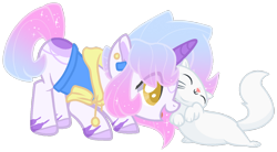 Size: 1280x707 | Tagged: safe, artist:azrealrou, artist:thinnck, base used, oc, oc only, oc:trending style, species:pony, species:unicorn, cat, simple background, solo, transparent background