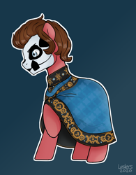 Size: 1466x1883 | Tagged: safe, artist:leslers, species:earth pony, species:pony, clothing, face paint, ghost (band), male, papa emeritus iv, ponified, popia, simple background, solo