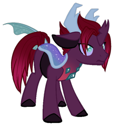 Size: 1022x1125 | Tagged: safe, artist:azrealrou, oc, oc only, oc:storm voice, parent:pharynx, parent:tempest shadow, parents:tempynx, species:changeling, species:changepony, species:reformed changeling, hybrid, interspecies offspring, male, offspring, simple background, solo, transparent background