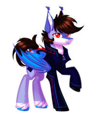 Size: 2000x2500 | Tagged: safe, artist:redheartponiesfan, oc, oc:alar, species:bat pony, species:pony, clothing, high res, jacket, male, simple background, solo, stallion, transparent background