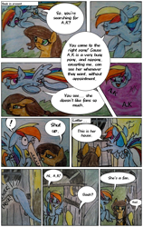 Size: 1945x3084 | Tagged: safe, artist:mysteriousshine, character:daring do, character:rainbow dash, species:pegasus, species:pony, comic:the children of the night, comic, dialogue, exclamation point, female, female pov, flying, hoof in mouth, mare, offscreen character, pov, traditional art
