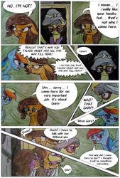 Size: 686x1014 | Tagged: safe, artist:mysteriousshine, character:a.k. yearling, character:daring do, species:pegasus, species:pony, comic:the children of the night, argument, clothing, comic, dialogue, female, glasses, hat, mare, pith helmet, traditional art, underhoof