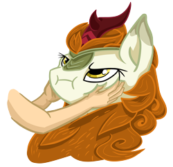 Size: 5136x4961 | Tagged: safe, artist:khaki-cap, character:autumn blaze, species:human, species:kirin, :i, angry, cute, digital art, funny, hand, hands on cheeks, hands on face, hooves on face, madorable, pomf, simple background, squeezing, transparent background