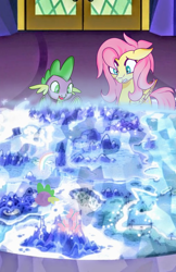 Size: 1507x2330 | Tagged: safe, artist:mysteriousshine, character:fluttershy, character:spike, species:dragon, species:pegasus, species:pony, cutie map, duo, female, male, mare, winged spike, worried