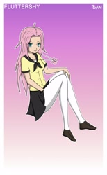 Size: 1920x3120 | Tagged: safe, artist:banquo0, character:fluttershy, species:human, art pack:my little persona, clothing, female, humanized, persona, school uniform, shoes, skirt, solo