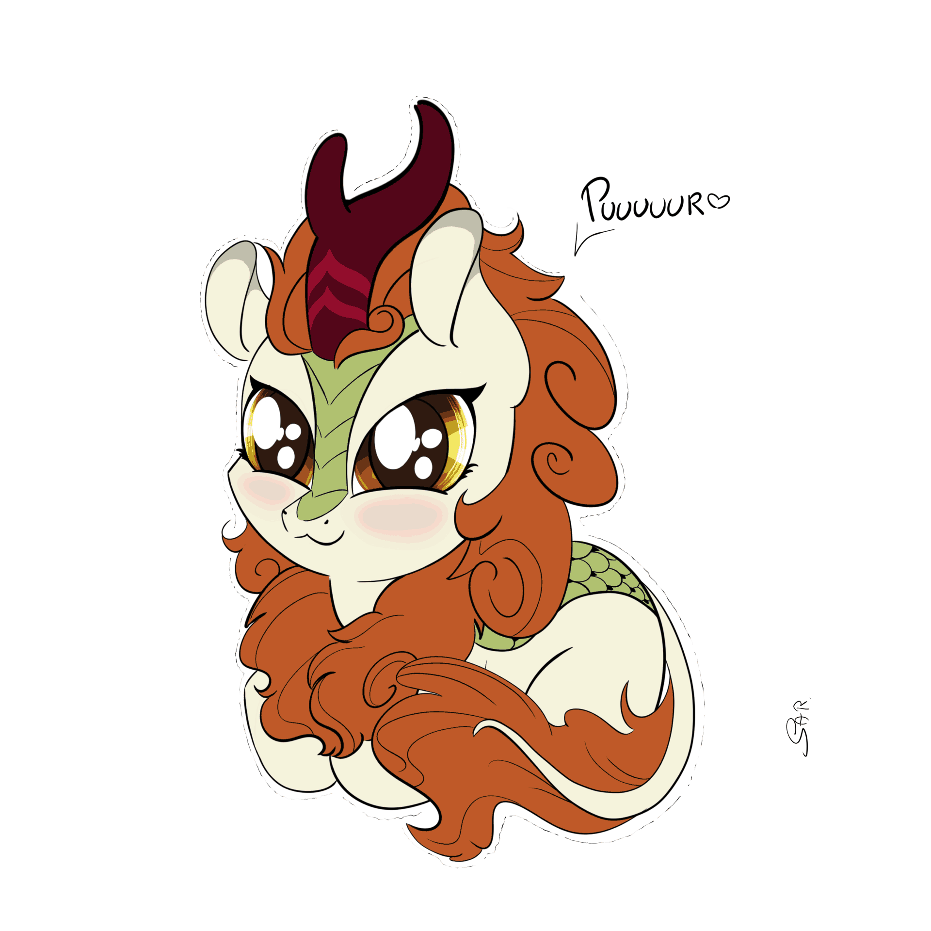 Size: 1920x1920 | Tagged: safe, artist:saralien, character:autumn blaze, species:kirin, g4, :3, animated, awwtumn blaze, behaving like a cat, cute, female, gif, ponyloaf, prone, purring, smiling, solo, vibrating