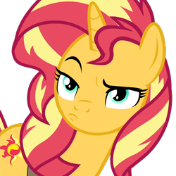 Size: 1080x1080 | Tagged: safe, artist:mysteriousshine, edit, edited screencap, screencap, character:sunset shimmer, species:pony, species:unicorn, equestria girls:forgotten friendship, g4, my little pony: equestria girls, my little pony:equestria girls, background removed, cropped, eyelashes, female, looking at you, looking back, looking back at you, mare, most likely to be forgotten, not a vector, pouting, simple background, solo, transparent background, unamused