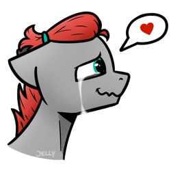 Size: 2000x2000 | Tagged: safe, artist:jellysiek, oc, oc:cherry feather, species:pegasus, species:pony, bust, crying, heart, love, pegasus oc, pictogram, simple background, solo, tears of joy, vent art, wavy mouth, white background