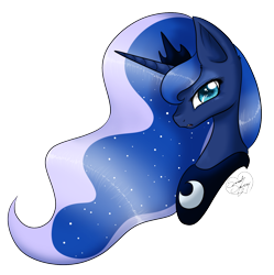 Size: 1464x1468 | Tagged: dead source, safe, artist:diigii-doll, character:princess luna, species:alicorn, species:pony, bust, colored pupils, female, horn, jewelry, mare, portrait, profile, regalia, simple background, solo, tiara