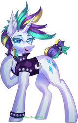Size: 1347x2120 | Tagged: safe, artist:redheartponiesfan, character:rarity, species:pony, alternate hairstyle, female, punk, punkity, simple background, solo, transparent background