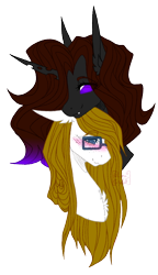 Size: 486x843 | Tagged: safe, artist:lunawolf28, oc, oc only, species:changeling, species:pony, blushing, bust, female, glasses, mare, portrait, simple background, transparent background