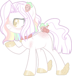 Size: 2084x2178 | Tagged: safe, artist:azrealrou, oc, oc only, oc:strawberry cream az, species:earth pony, species:pony, butt freckles, collar, colored pupils, female, freckles, mare, raised hoof, simple background, smiling, solo, transparent background