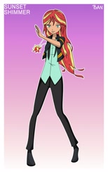 Size: 1920x3120 | Tagged: safe, artist:banquo0, character:sunset shimmer, species:human, art pack:my little persona, clothing, female, humanized, jacket, leather jacket, pants, shoes, solo