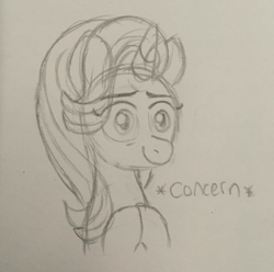 Size: 900x893 | Tagged: safe, artist:pink-pone, character:starlight glimmer, species:pony, species:unicorn, concern, female, sketch, solo, traditional art
