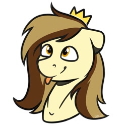 Size: 2000x2000 | Tagged: safe, artist:jellysiek, oc, oc only, oc:prince whateverer, species:pegasus, species:pony, crown, jewelry, regalia, simple background, smiling, solo, tongue out, white background