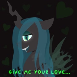 Size: 2000x2000 | Tagged: safe, artist:jellysiek, character:queen chrysalis, species:changeling, cute, cutealis, evil, female, simple background, solo