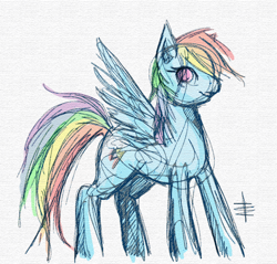 Size: 898x859 | Tagged: safe, artist:tt-n, character:rainbow dash, species:pegasus, species:pony, female, sketch, solo