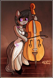 Size: 835x1232 | Tagged: safe, artist:velexane, character:octavia melody, species:anthro, cello, elegant, female, musical instrument, solo