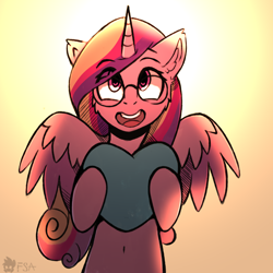 Size: 2200x2200 | Tagged: safe, alternate version, artist:freak-side, character:princess cadance, species:alicorn, species:pony, crystal heart, female, glasses, heart, solo
