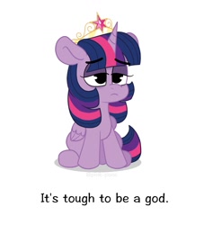 Size: 1691x1860 | Tagged: safe, artist:pink-pone, character:twilight sparkle, character:twilight sparkle (alicorn), species:alicorn, species:pony, g4, big crown thingy, crown, element of magic, female, it's tough to be a god, jewelry, mare, regalia, simple background, solo, the road to el dorado, white background